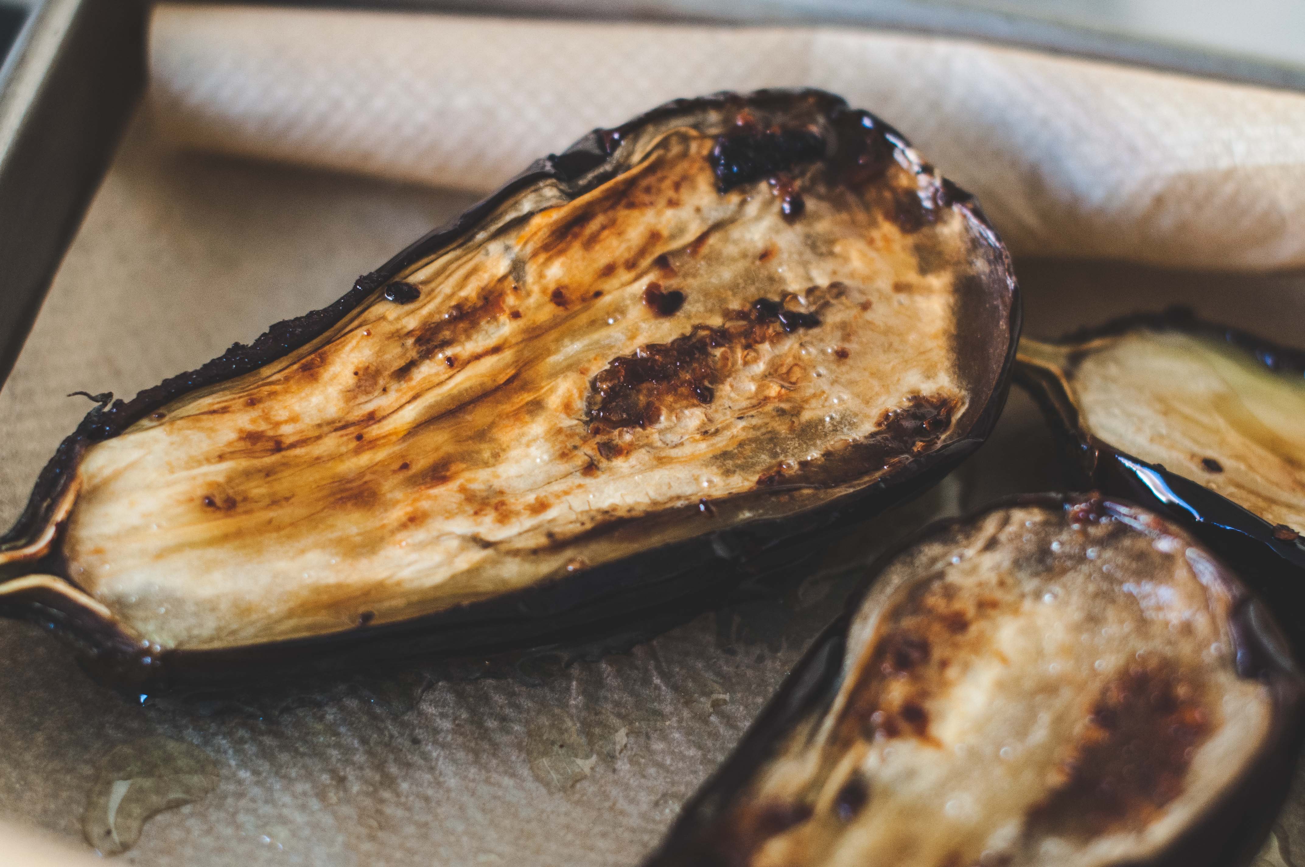 Roasted Eggplant Salad with Goat Cheese and Smoked Almonds